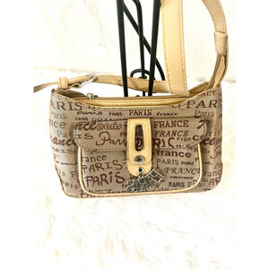 Paris France brown tote handbag purse travel souvenir.